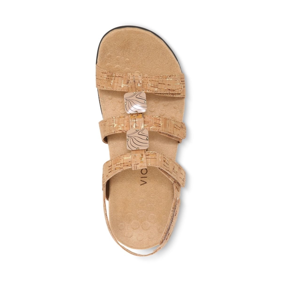 Vionic Amber Verstellbare Sandale Goldkork