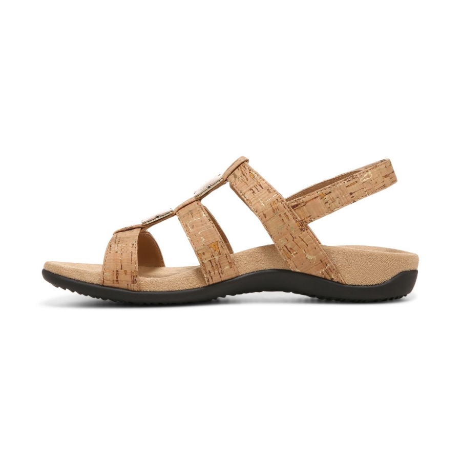 Vionic Amber Verstellbare Sandale Goldkork