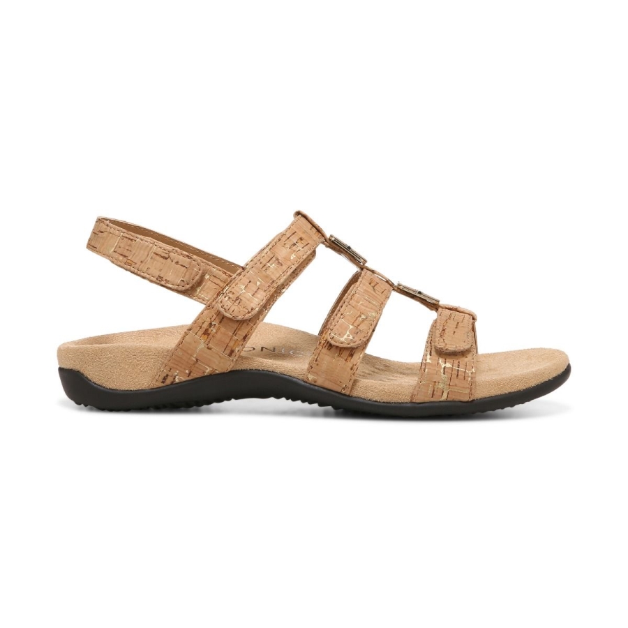 Vionic Amber Verstellbare Sandale Goldkork