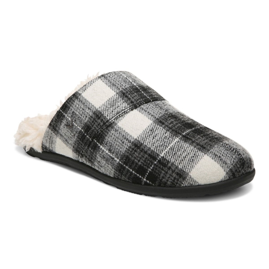 Schwarz Karierter Alfons Pantolette Vionic