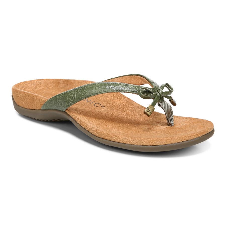 Bella Toe Post Sandale Army Green Geprägt Vionic