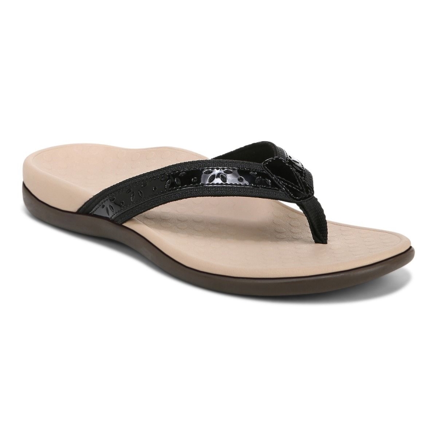 Casandra Zehensteg Sandale Schwarz Vionic