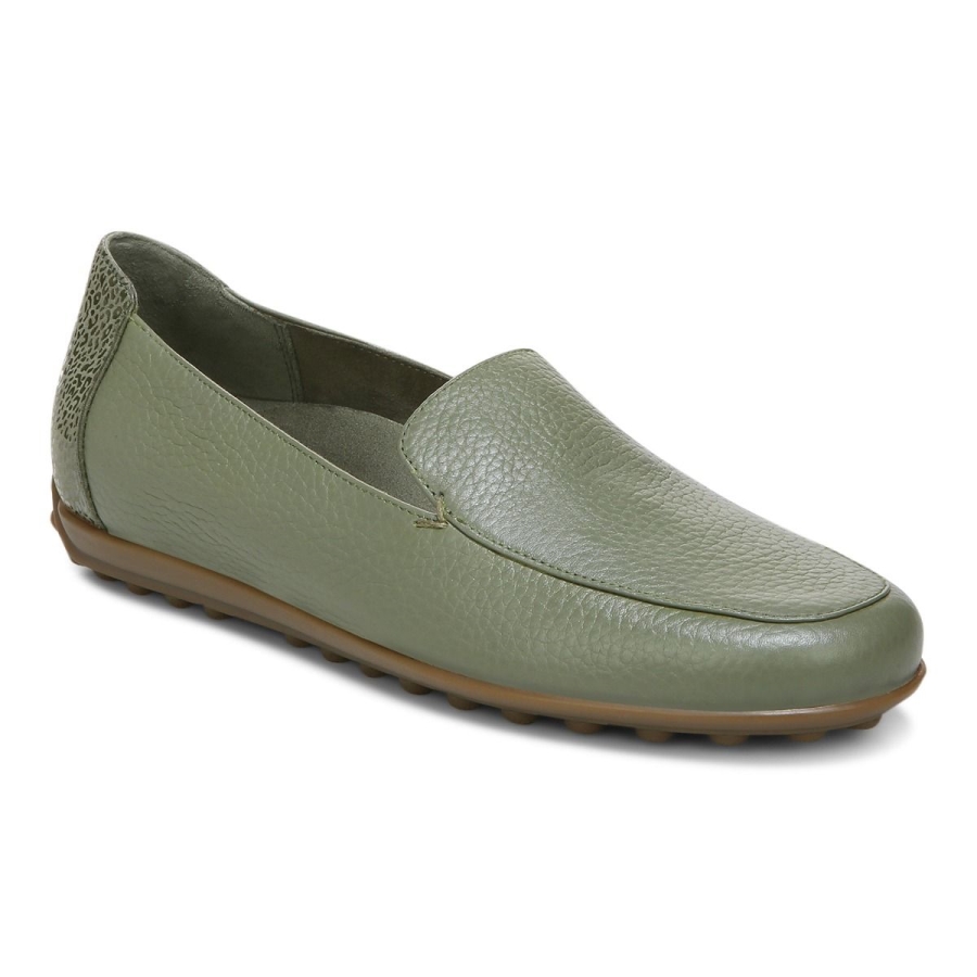 Armeegrüner Elora Loafer Aus Leder Vionic