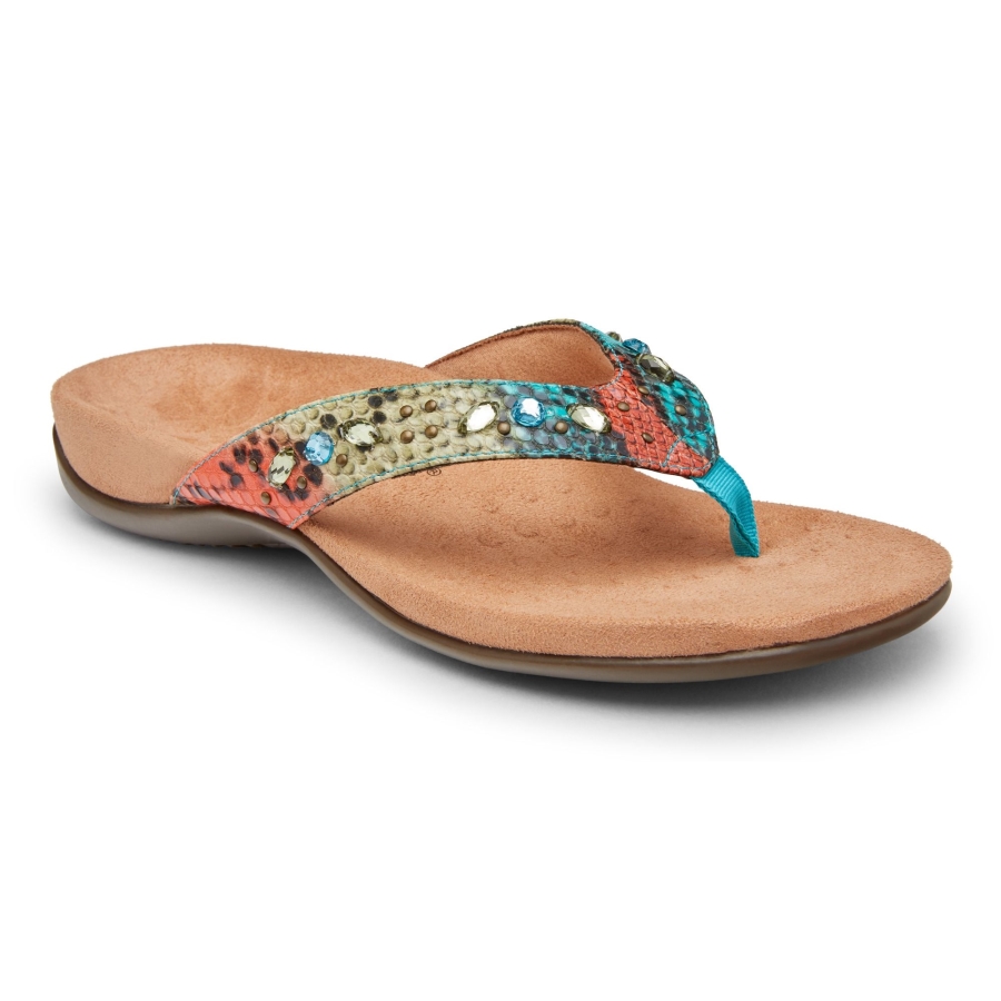 Lucia Toe Post Sandale Vionic Blue Teal Snake