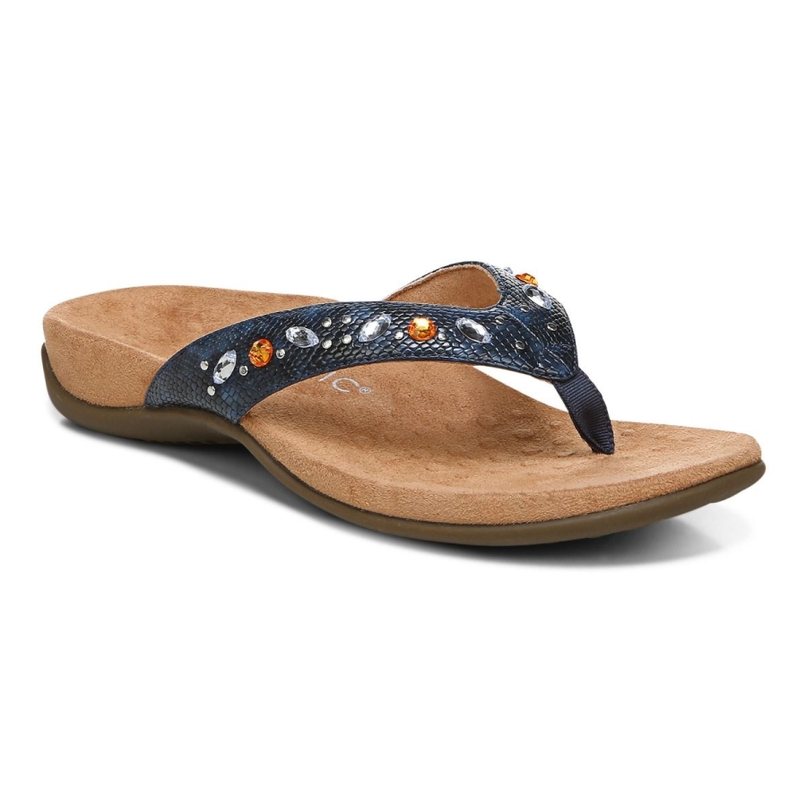 Marineblaue Lucia Sandalen Mit Zehensteg Vionic