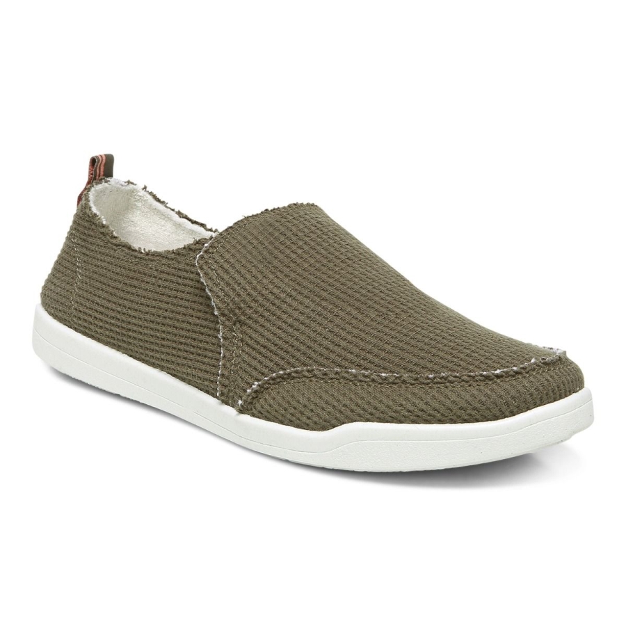 Beach Malibu Slip On Sneaker: Waffelstrick Olivenstrick Vionic