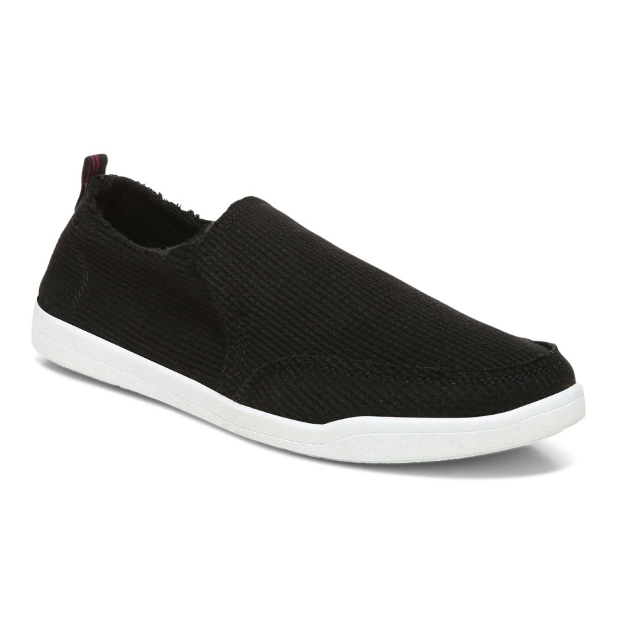 Schwarzer Strickstrand Malibu Slip On Sneaker: Waffelstrick Vionic