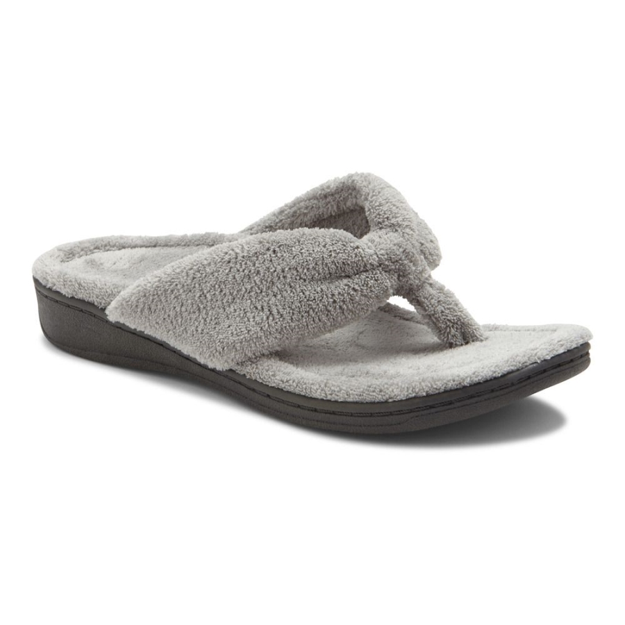 Hellgrauer Gracie Zehenstegslipper Vionic