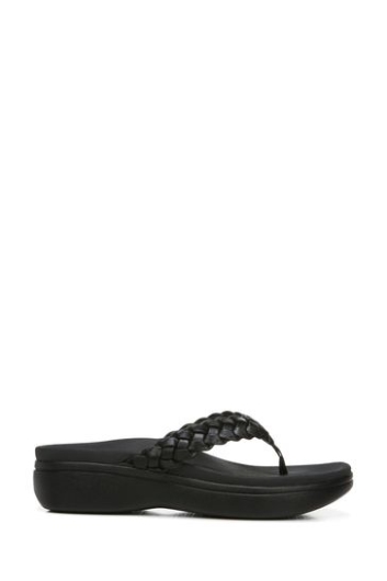 Vionic Kenji Tanga Schwarze Keilsandalen