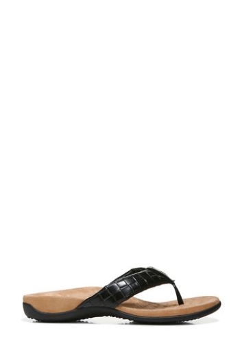 Vionic Layne Schwarze Zehenstegsandalen