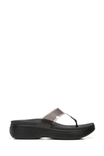 Vionic Leuchtende Schwarze Keilsandalen Mit Zehensteg