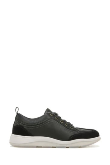 Vionic Nyla Schwarze Getrommelte Lederschnürschuhe